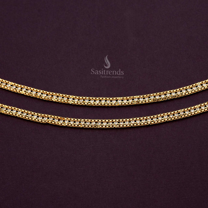 Micro Gold-plated anklet with stones for casual or formal outfits - Sasitrends 