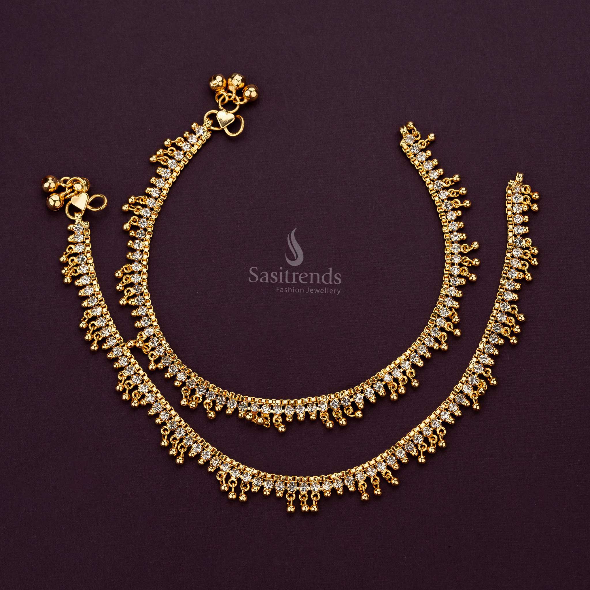 Dazzling micro gold-plated anklets with diamond-like stones for a glamorous look - Sasitrends