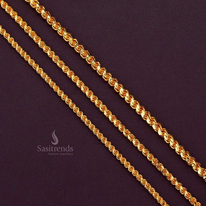 Guaranteed Micro Gold Plated Murukku Chain, 3 Thickness Options - Sasitrends