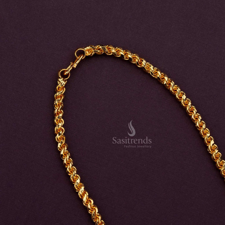 Micro gold plated thick murukku chain with a sparkling design for a luxurious appearance - Sasitrends