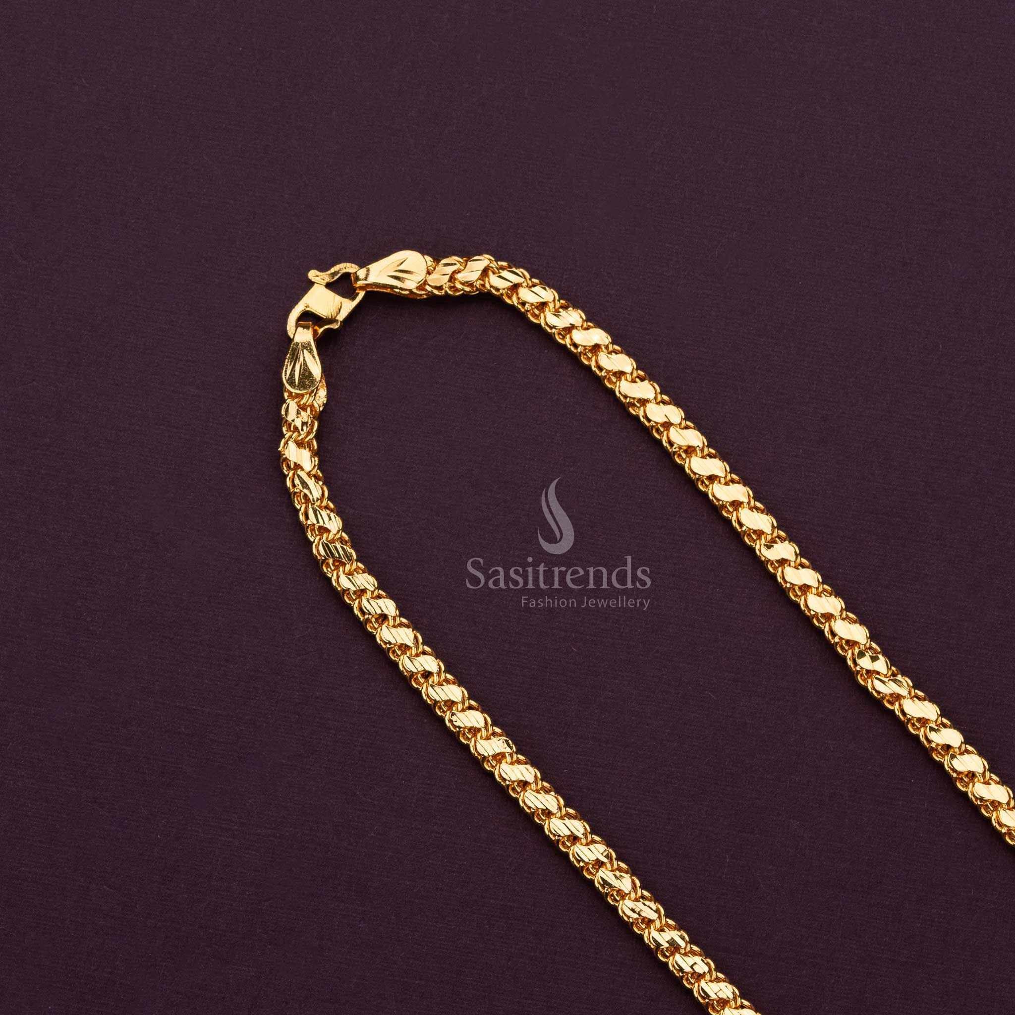 S Design micro gold plated chain with a real gold-like finish and intricate craftsmanship for traditional wear - Sasitrends