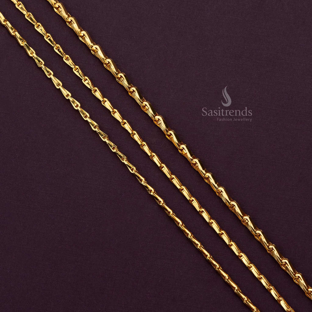 Delicate micro gold plated wheat design chain with fine, elegant links perfect for layering - Sasitrends