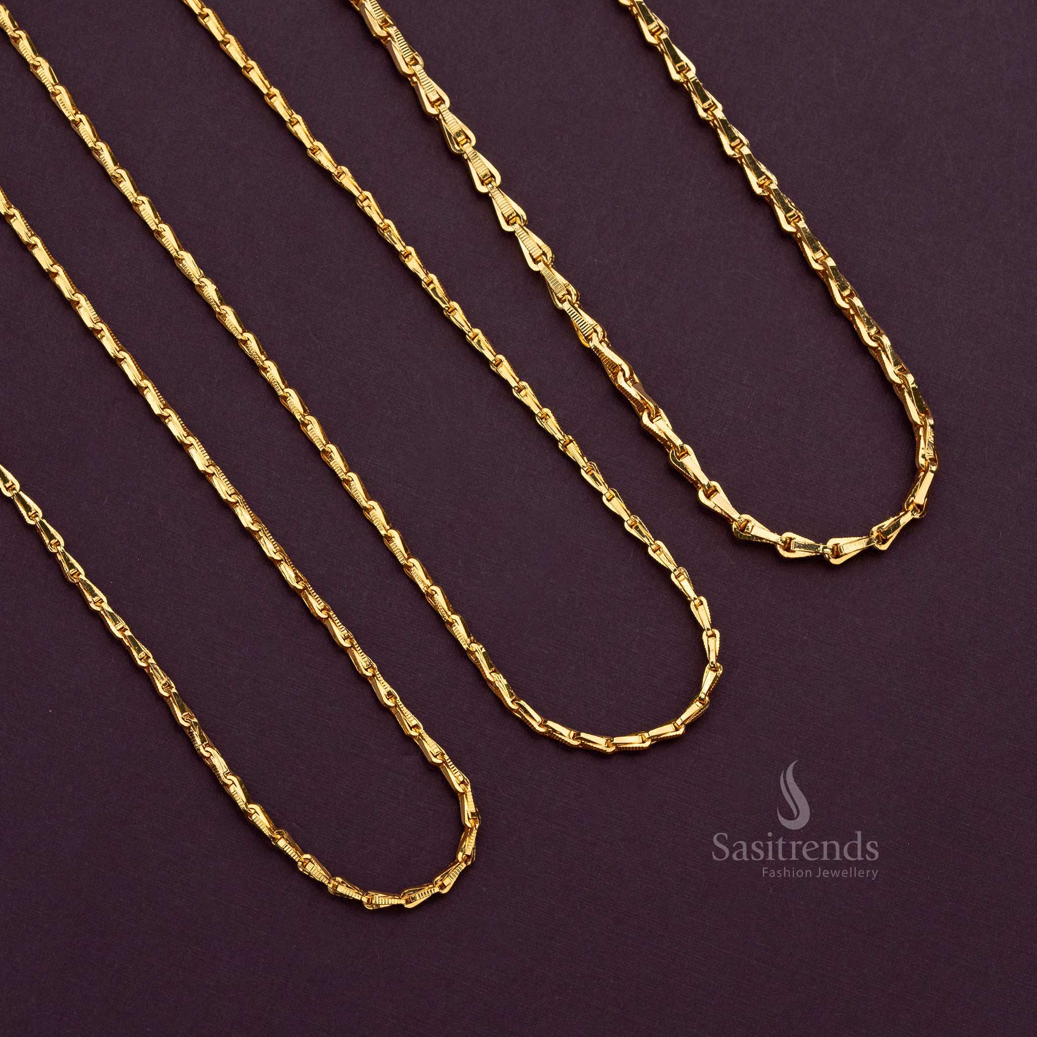 Micro gold plated wheat design chain with a sleek, reflective surface for a refined finish - Sasitrends