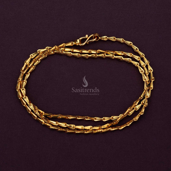 Medium micro gold plated Wheat chain with 24-carat finish for weddings and festivals - Sasitrends