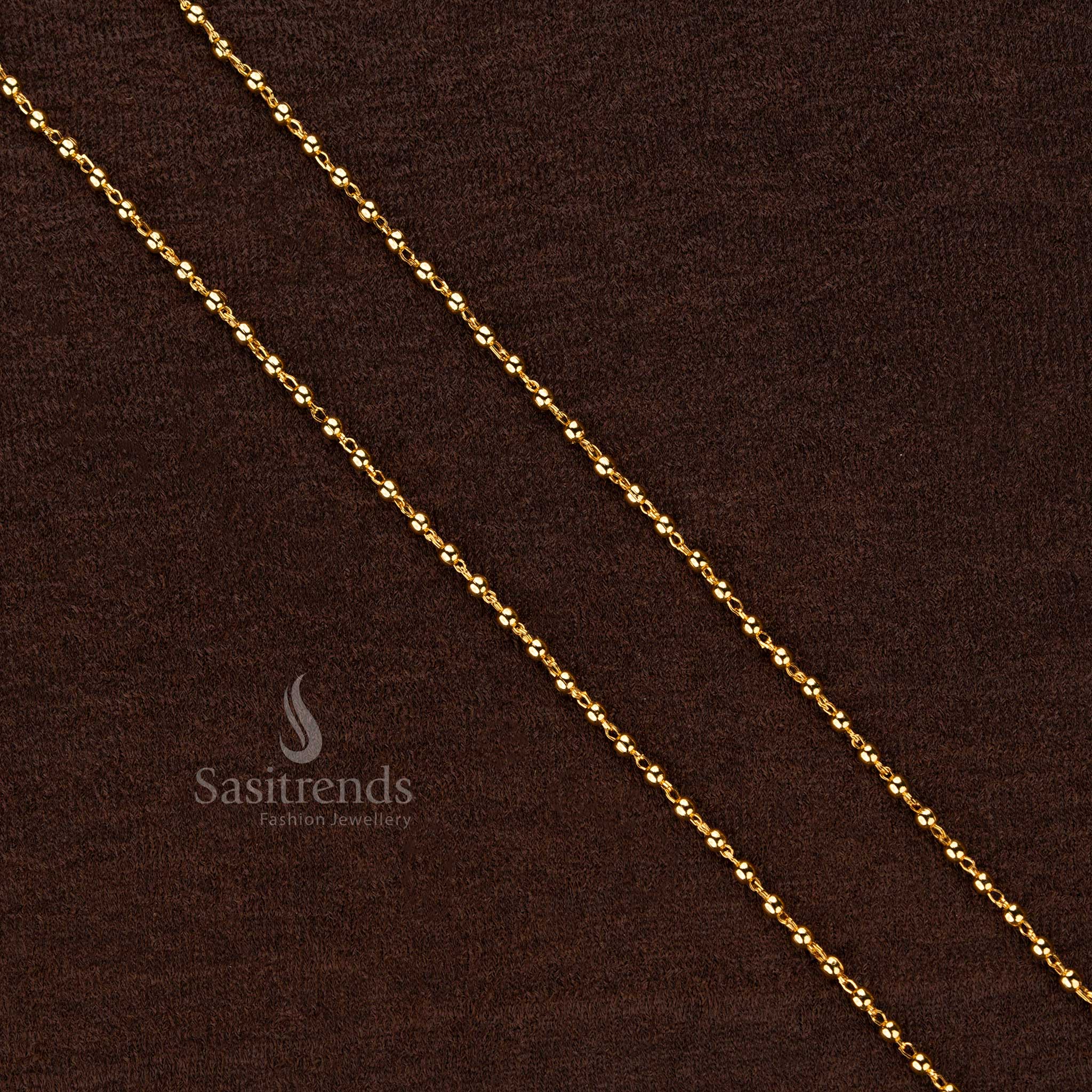 Exquisite micro gold-plated long chain featuring intricately layered gold balls, designed for cultural celebrations and festive events - Sasitrends