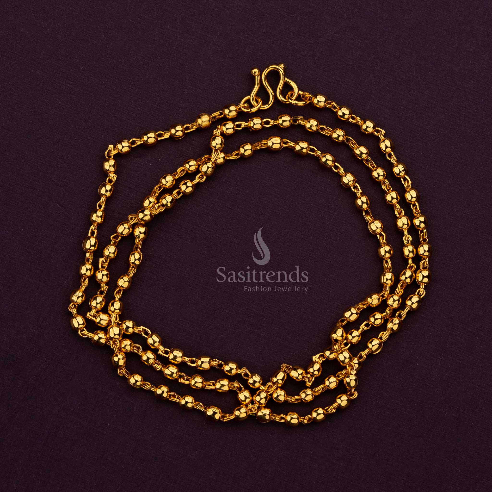 Traditional guaranteed one gram micro gold plated single ball chain sasitrends