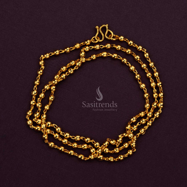 Exquisite One Gram Micro Gold Plated Long Chain with Designer Gold Ball Layers - Sasitrends