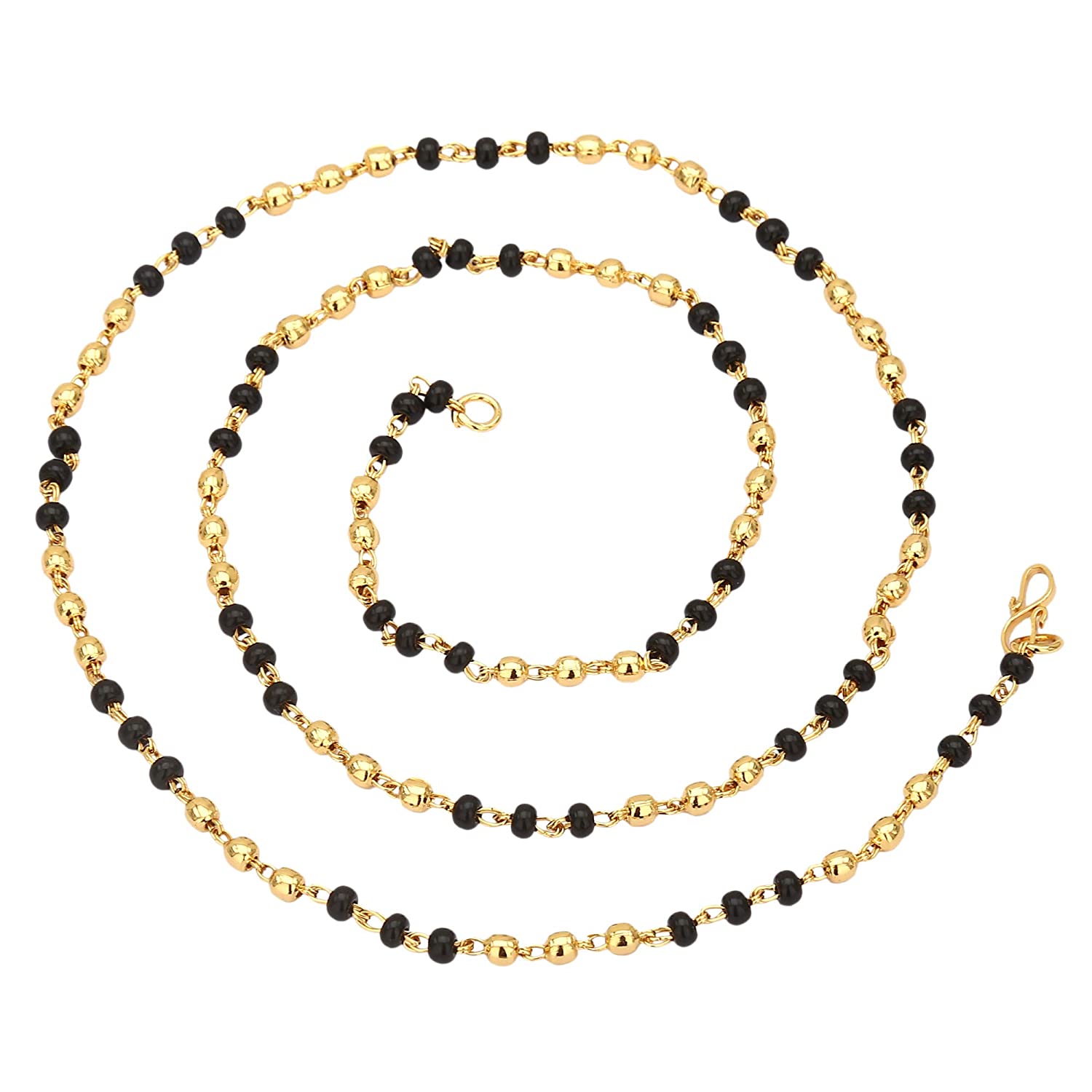 micro gold plated single layer black and gold bead chain - Sasitrends