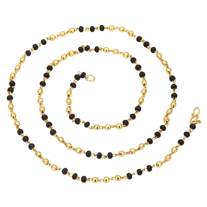 micro gold plated single layer black and gold bead chain - Sasitrends