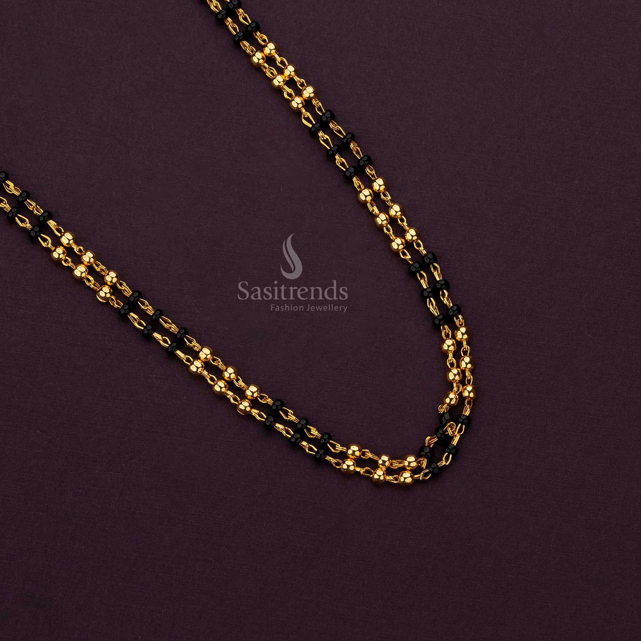 Exquisite micro gold plated chain featuring a combination of black and gold beads - Sasitrends