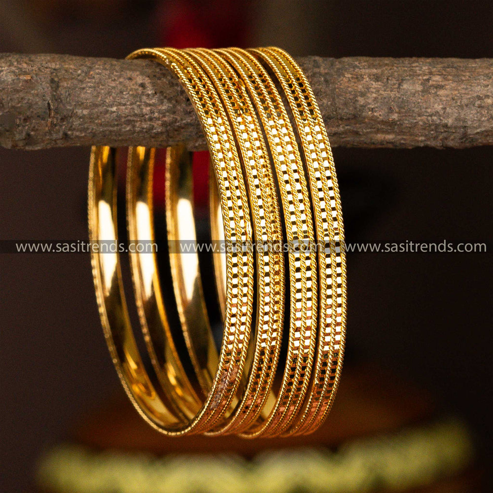 Golden Serenity Micro Gold Plated Bangles Set - Festival Occations - Sasitrends