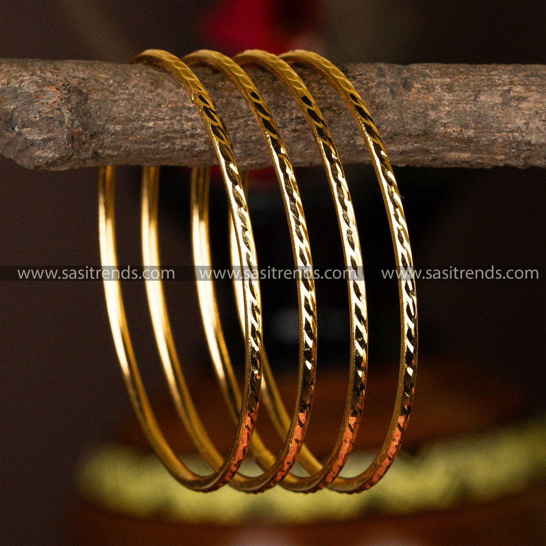 Designer brass bangles with 1-gram micro gold plating for a timeless look