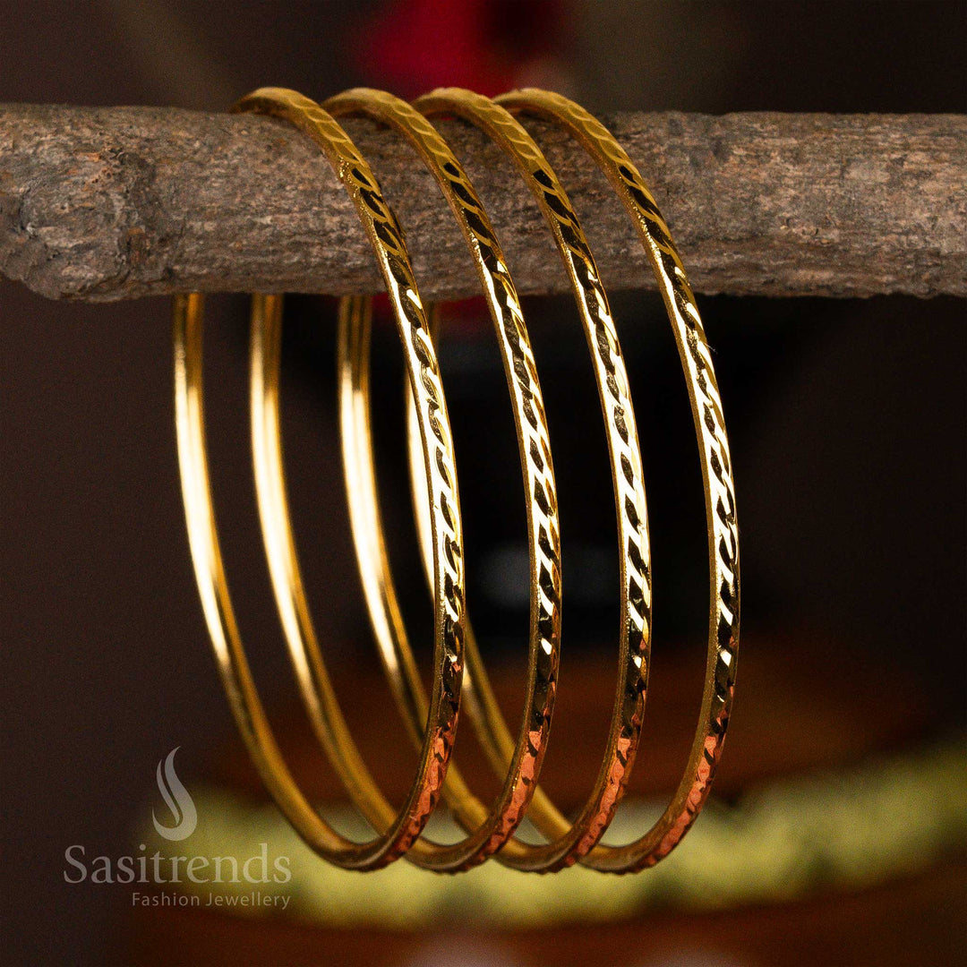 Designer brass bangles with 1-gram micro gold plating for a timeless look - Sasitrends