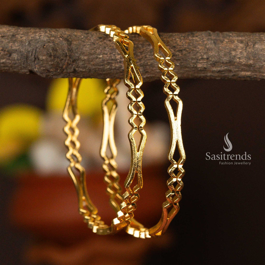 Guaranteed One Gram Gold Micro Gold Plated Plain Kada Bangles - Sasitrends