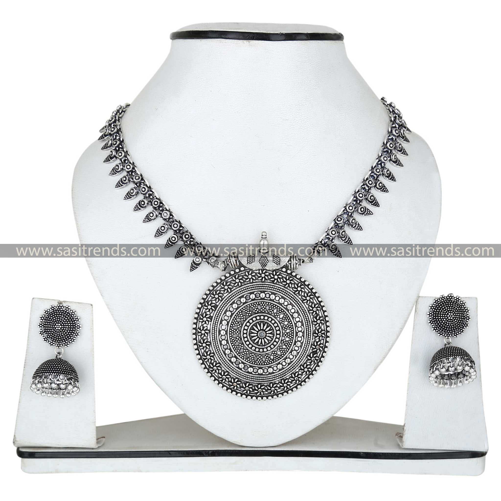 Traditional Oxidised Haram and Nayanthara Earrings Jewellery Set Sasitrends Online Shopping