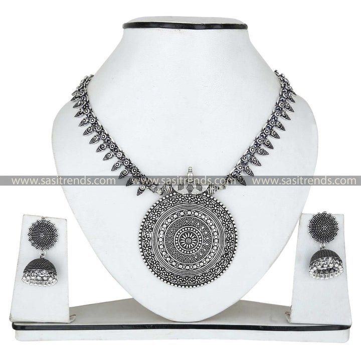 Traditional Oxidised Haram and Nayanthara Earrings Jewellery Set Sasitrends Online Shopping