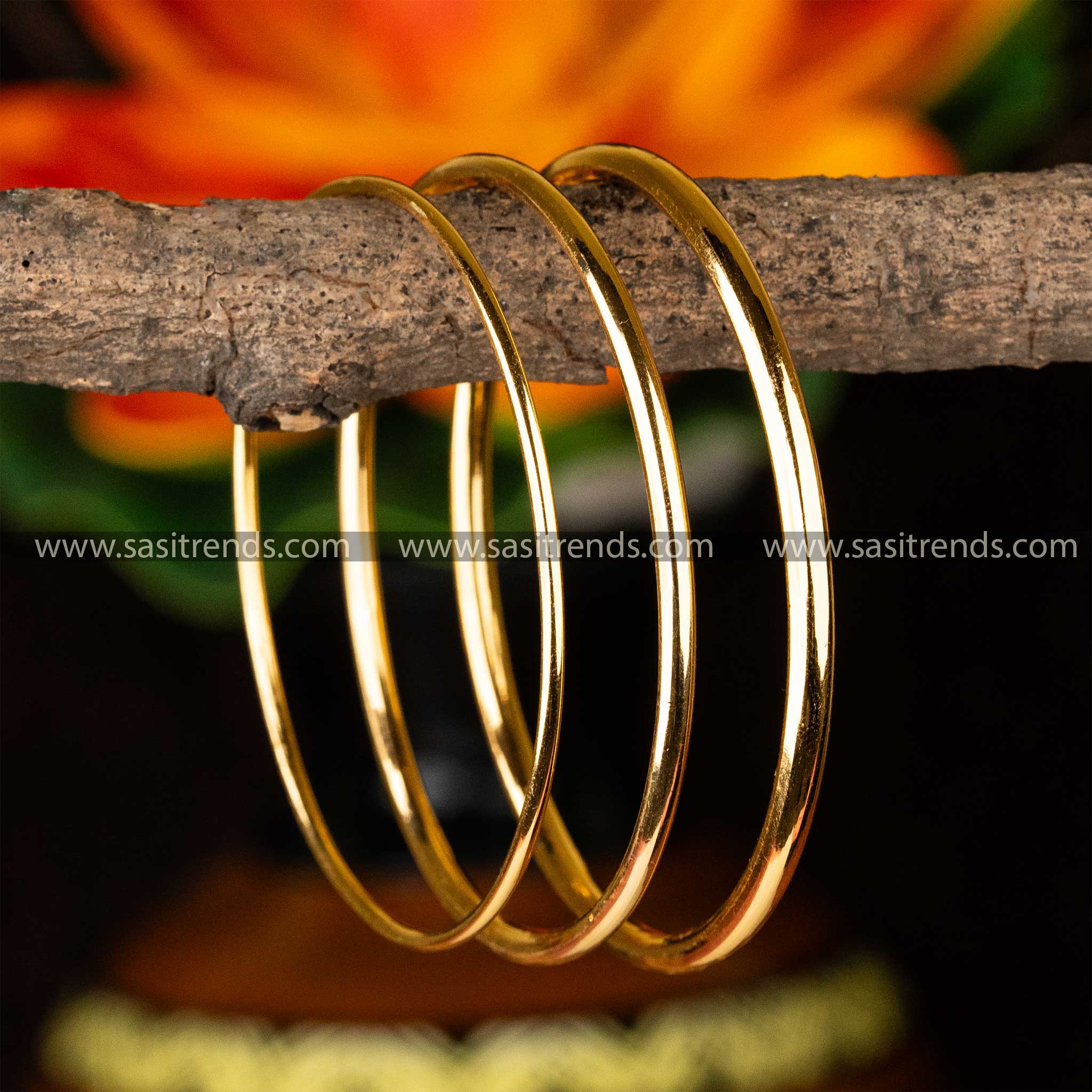 Attractive One Gram Micro Gold Plated Guaranteed Four Pieces Plain Bangles Sasitrends Online Shopping