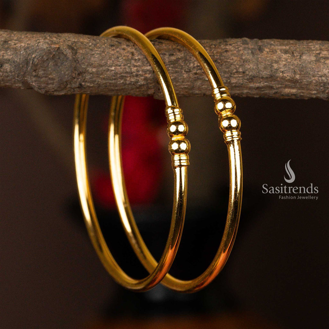 Traditional Micro Gold Plated Medium Thick Bangles - Sasitrends