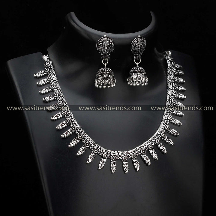 Sasitrends Oxidised Silver Jewellery Set with Jhumka Earrings - Cultural Ensemble Series