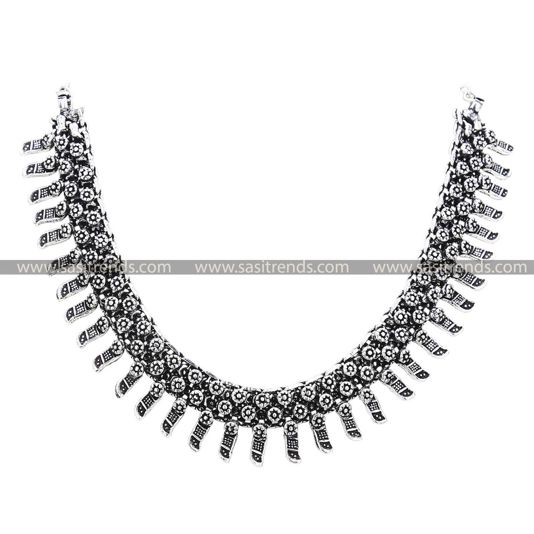 Artisanal Ethnic Oxidised Necklace with Detailed Metal Work