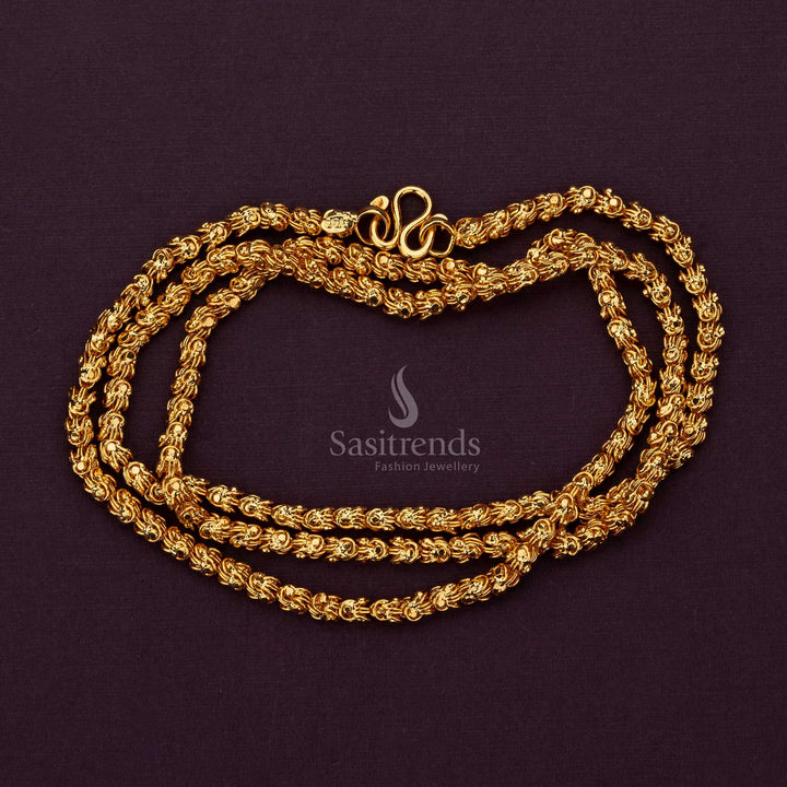 Medium thickness 24K gold plated Dasavatharam chain for weddings and festivals - Sasitrends