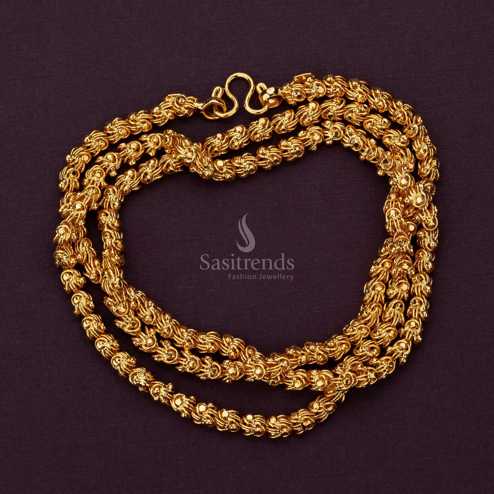 Thick Dasavatharam 1-gram micro gold plated saradu chain with 24K pure gold finish - Sasitrends