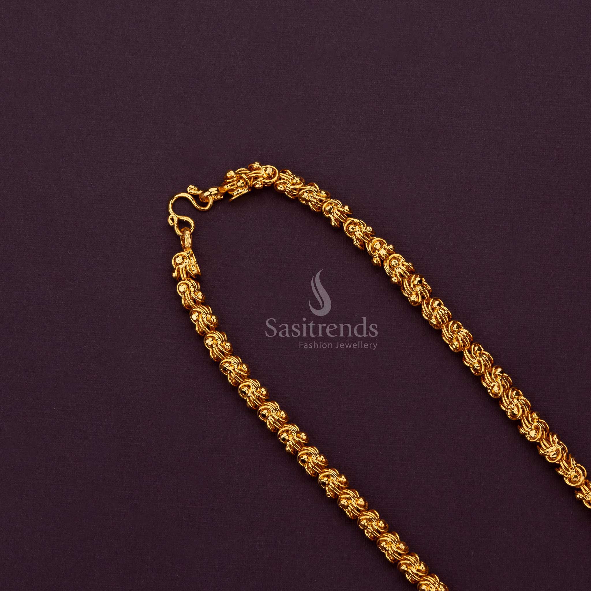 Bold and thick micro gold plated Dasavatharam chain - Sasitrends