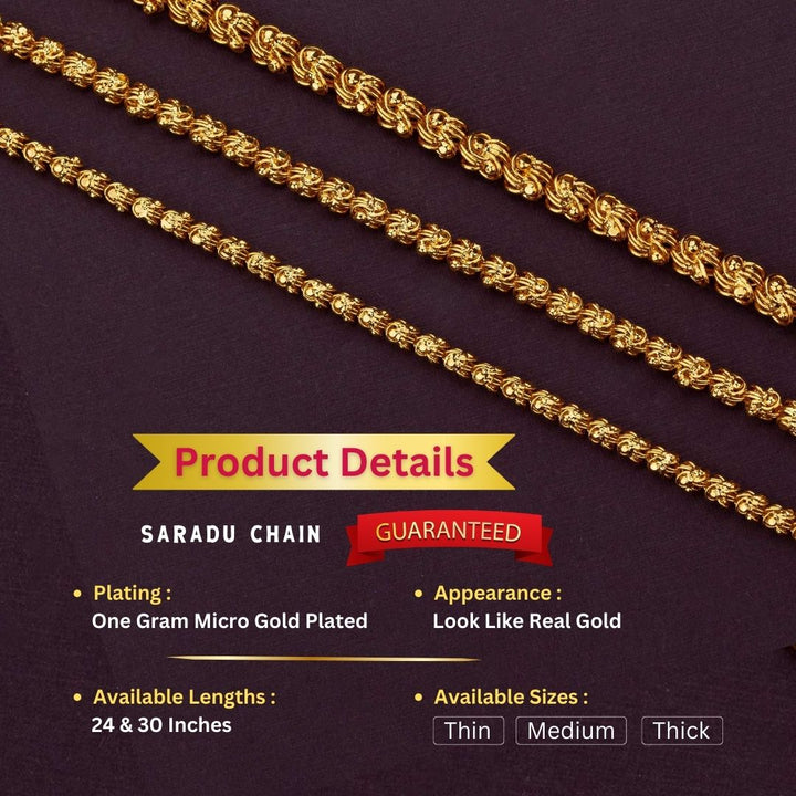 Micro gold plated chains measurement image - Sasitrends





