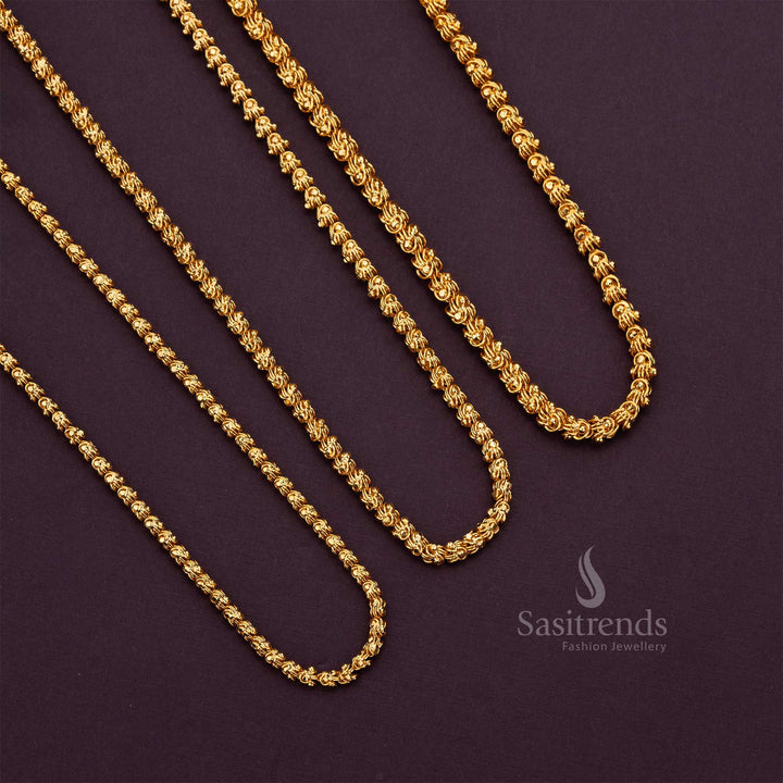 Micro gold plated Dasavatharam chain with delicate depictions, perfect for subtle elegance - Sasitrends