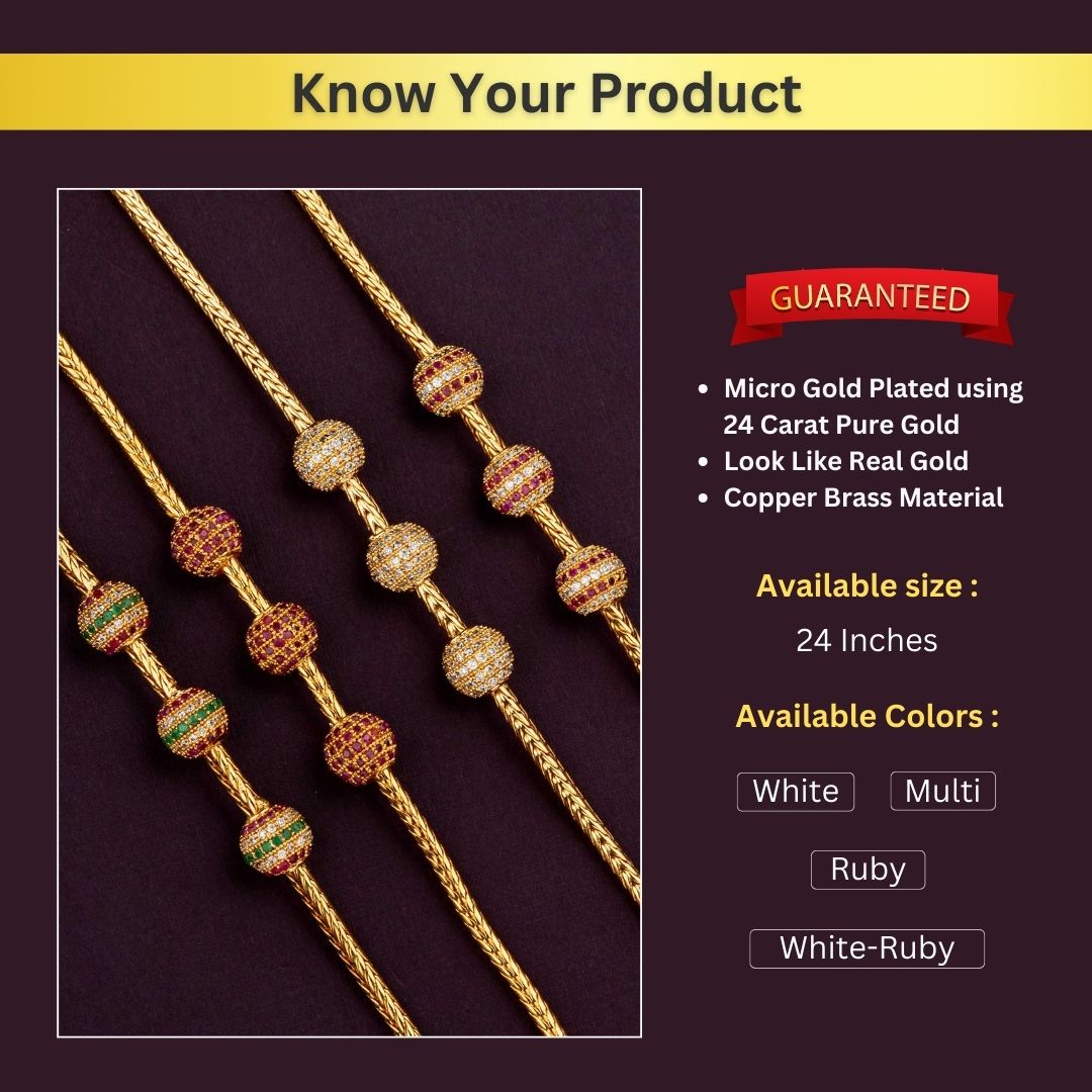 Micro Gold Plated Mugappu Chains Measurement Image - Sasitrends