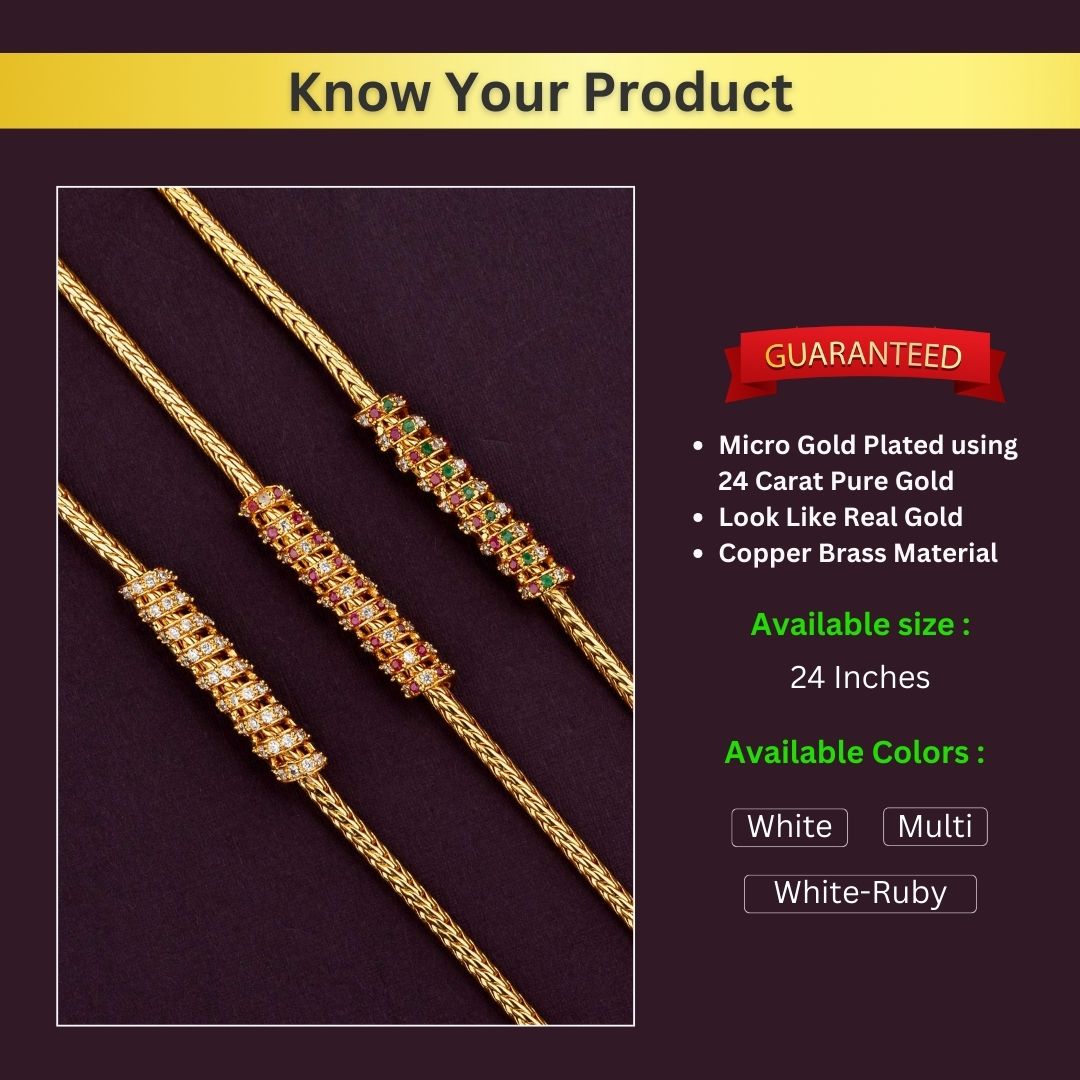 Micro Gold Plated Mugappu Chains Measurement Image - Sasitrends