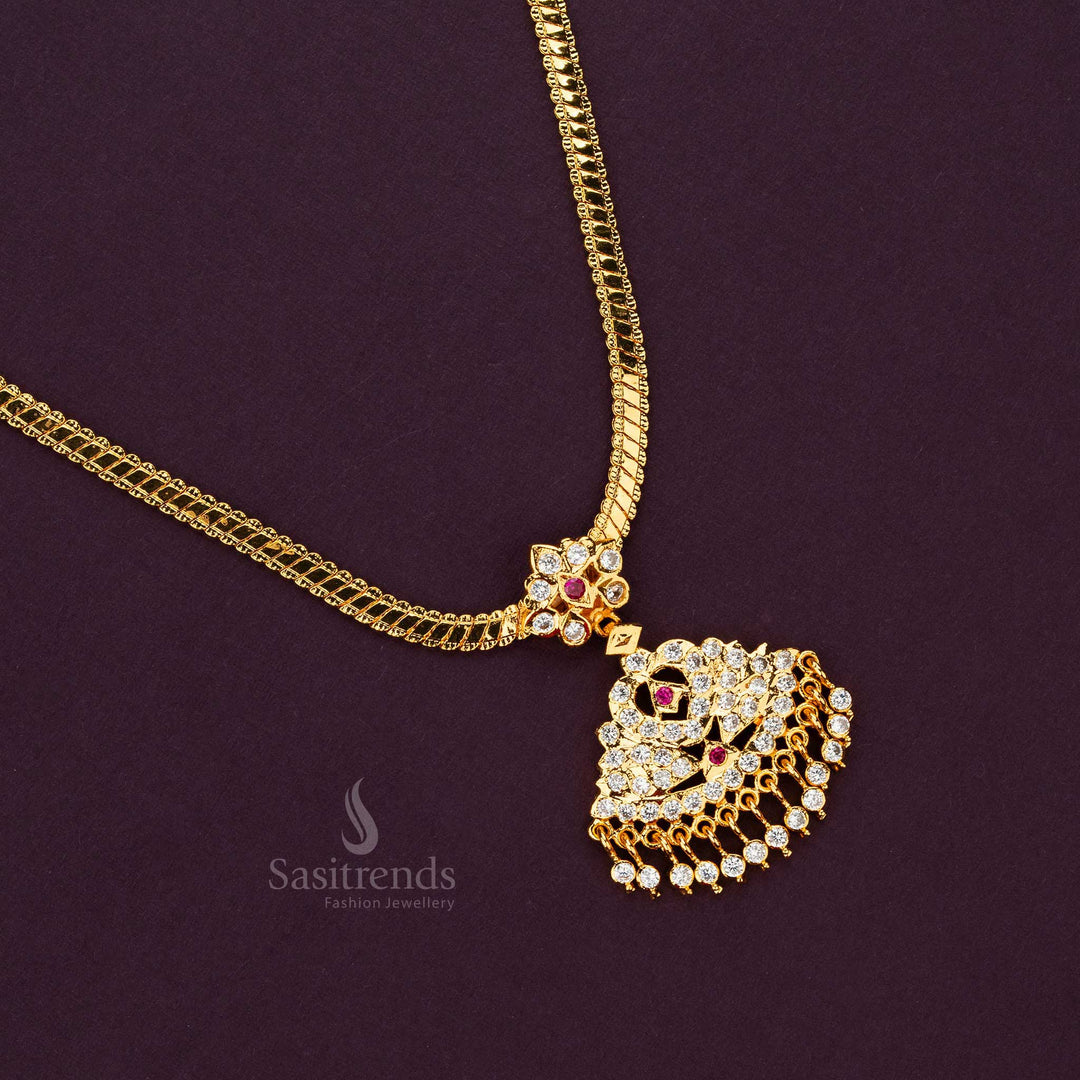 one gram micro gold plated white ruby ad stone stud impon addigai necklace sasitrends