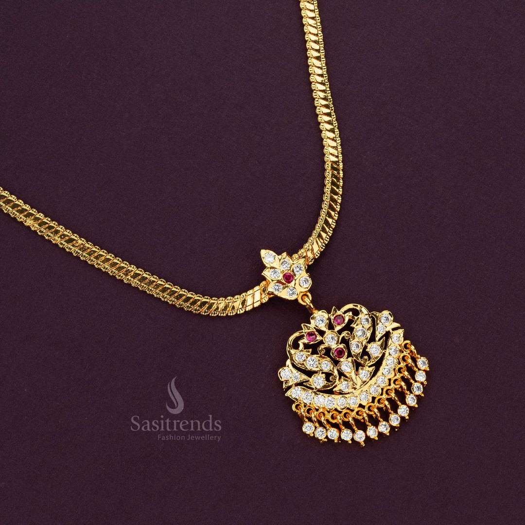 Indian Traditional Micro Gold Plated Floral Pendant Impon Addigai Necklace Sasitrends