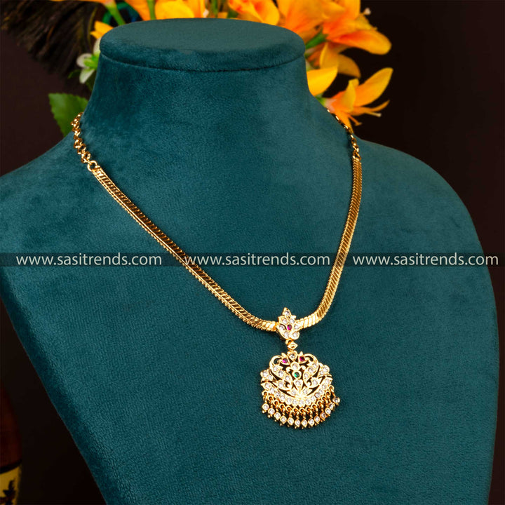 Enchanting Micro Gold Plated Floral Pendant Addigai Necklace for Women - Discover Traditional Elegance Online