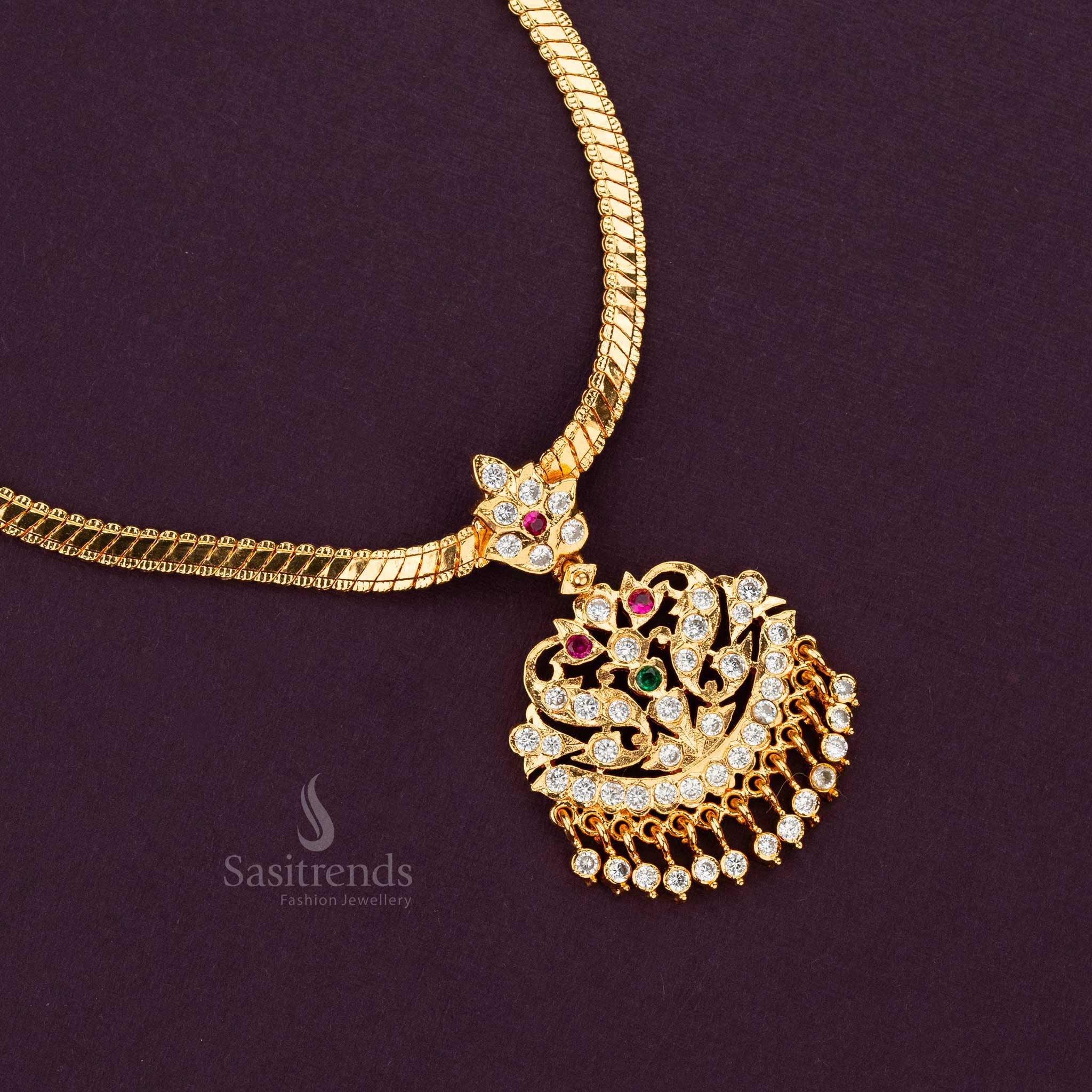 Enchanting Micro Gold Plated Floral Pendant Impon Addigai Necklace 