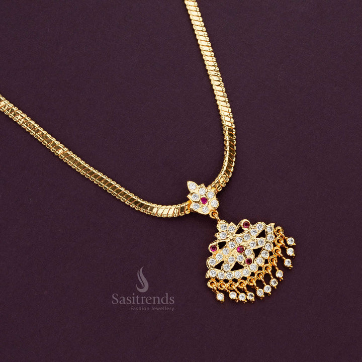 Micro Gold Plated Attigai Necklace with American Diamonds Flexible Chain Sasitrends