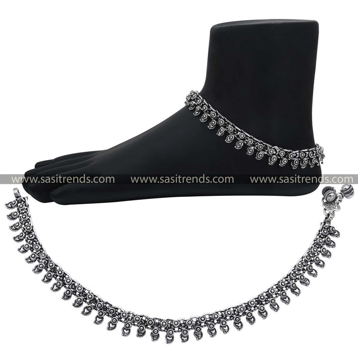 Oxidised German Silver & Gold Payal Anklets - Sasitrends