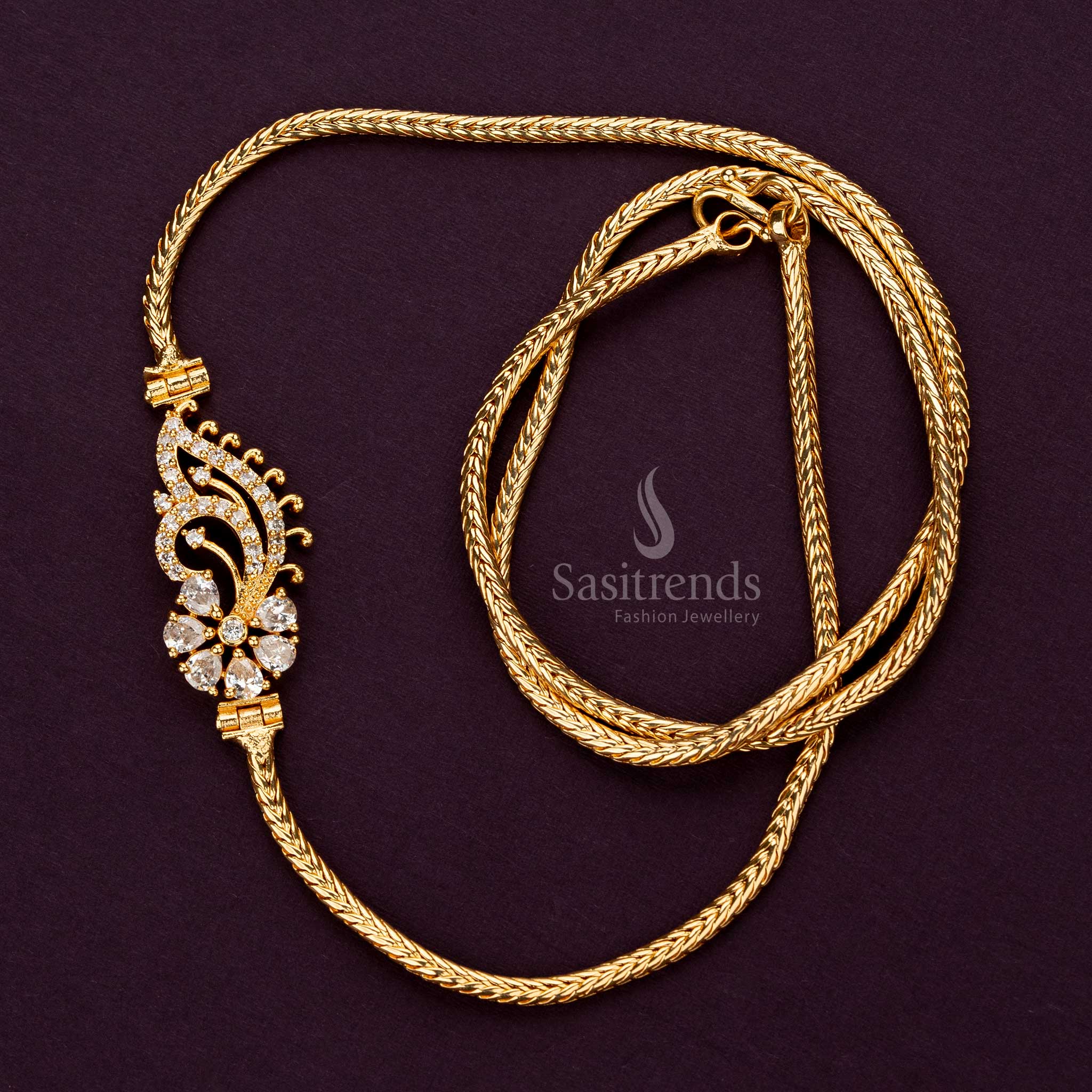 Guaranteed white paisley floral thali Mugappu chain, one-gram gold plating - Sasitrends