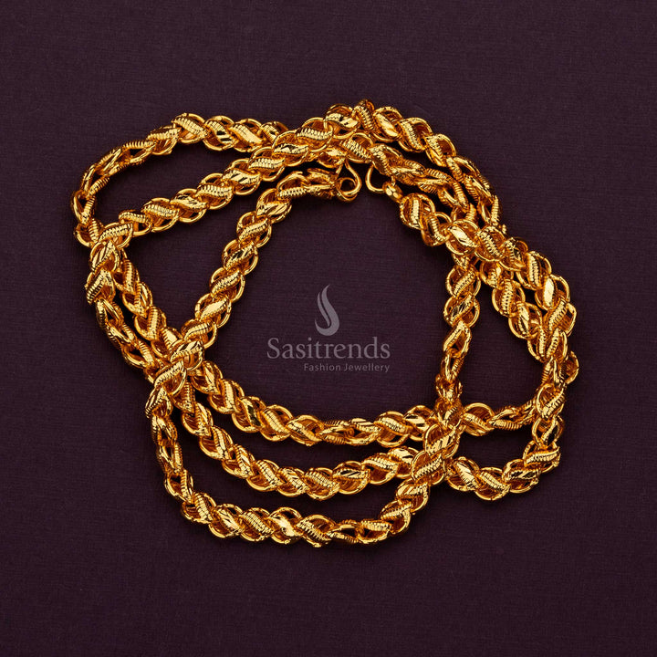 Glossy micro gold plated chain with a smooth, shiny finish for a sophisticated look - Sasitrends