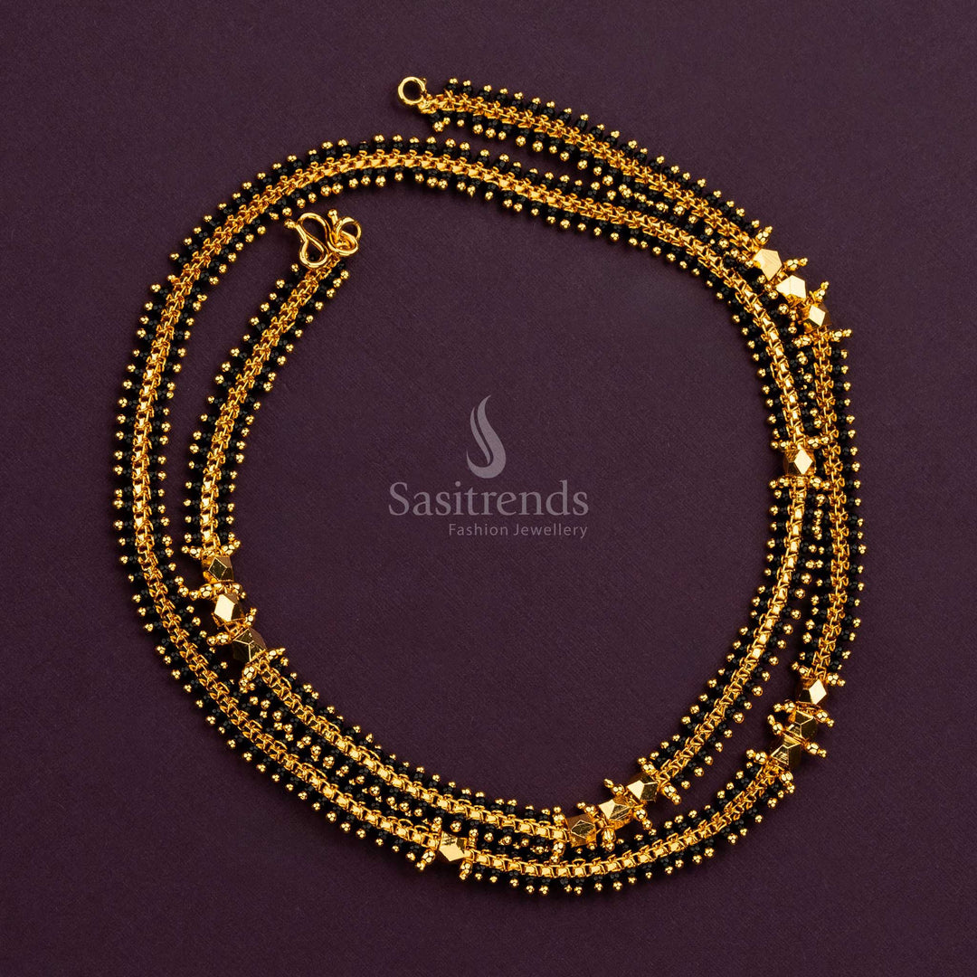 Elegant 1 Gram Micro Gold Plated Black Chain with Matching - Sasitrends