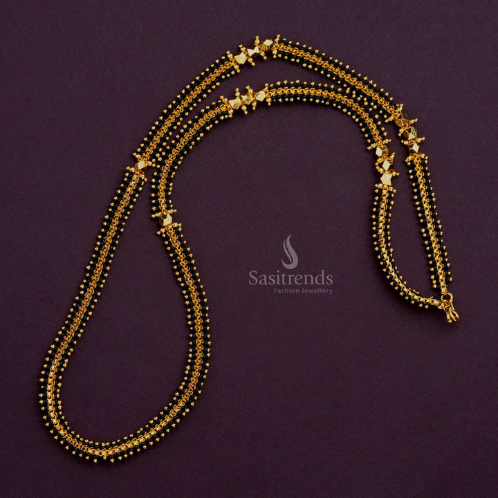 Black Beaded Chain - Traditional Gold Plated Wedding Jewellery - Sasitrends