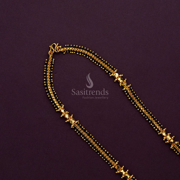 Stunning micro gold plated black beaded chain, crafted for a sophisticated and timeless style - Sasitrends