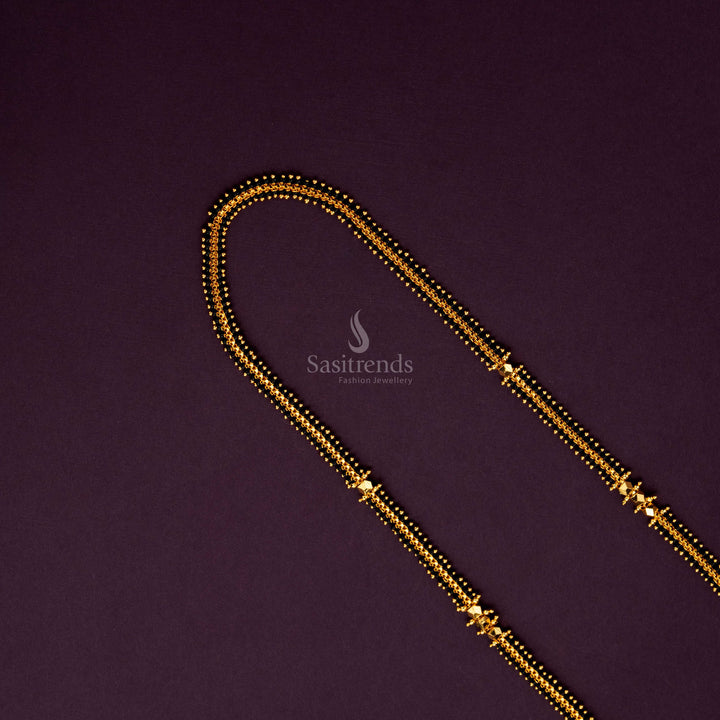 Micro gold plated chain adorned with sleek black beads, perfect for enhancing any outfit - Sasitrends