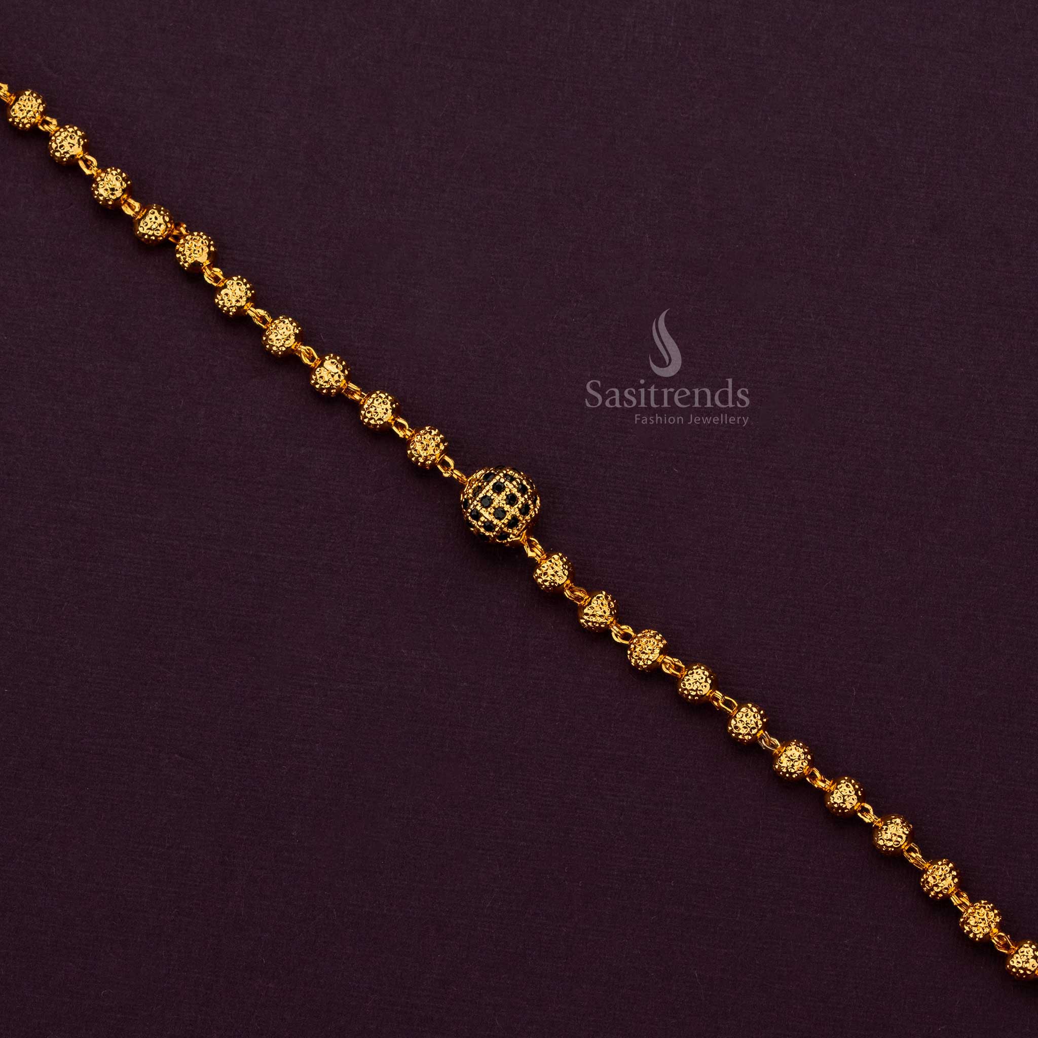 Chic micro gold plated bracelet featuring a series of glossy ball designs for a refined look - Sasitrends