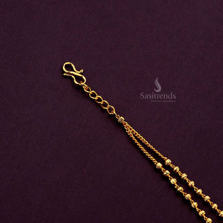 Micro gold plated bracelet with large polished ball accents offering an elegant, modern touch - Sasitrends