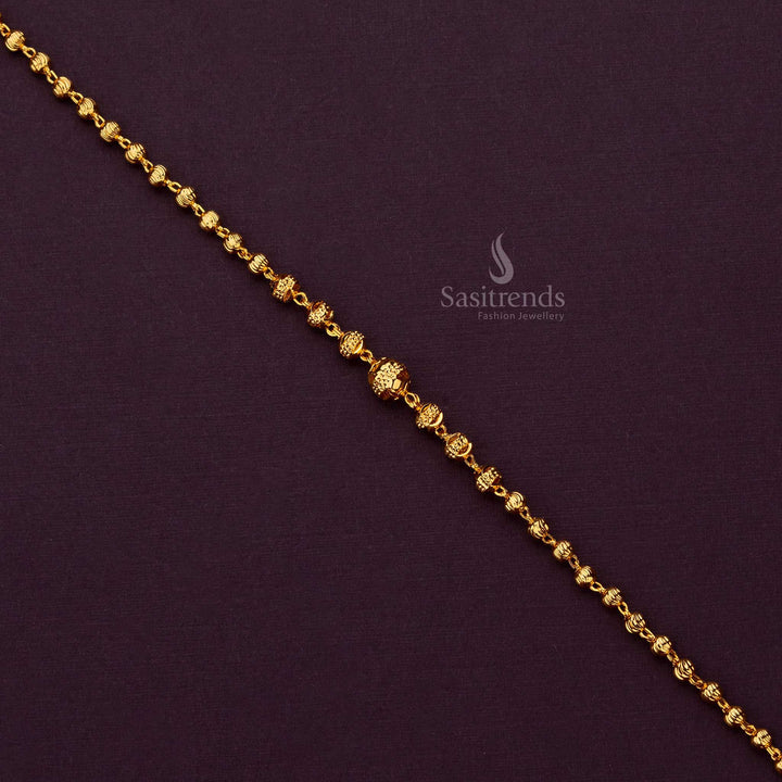 Stylish micro gold plated bracelet adorned with a series of intricately crafted ball accents for a timeless look - Sasitrends