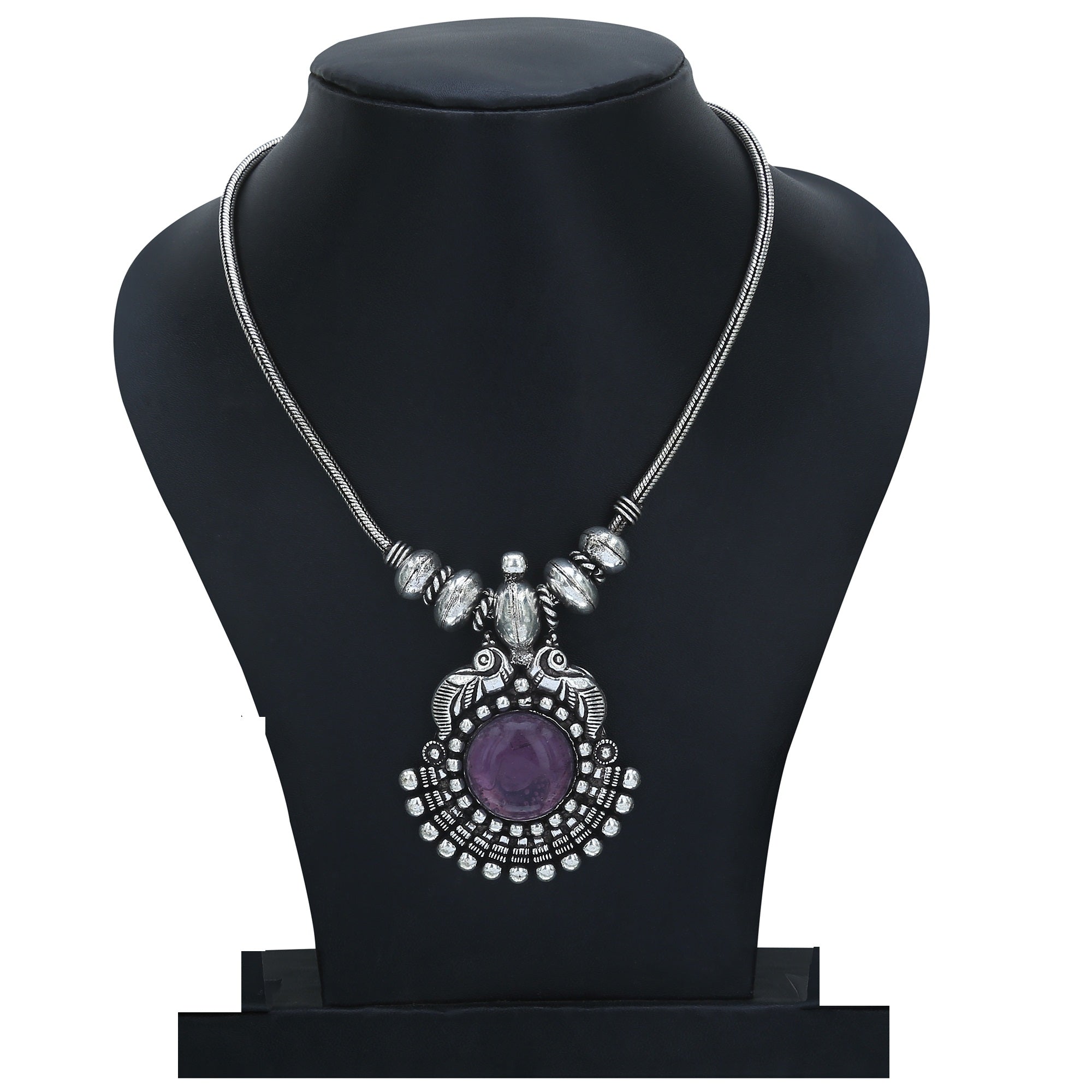 Violet Peacock Pendant Oxidised Necklace Jewellery Sasitrends