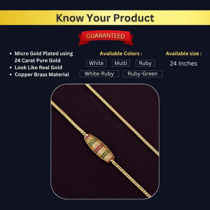 Micro Gold Plated Mugappu Chain Measurement Image - Sasitrends