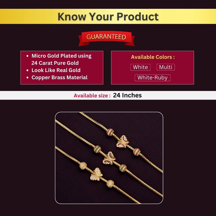 Micro Gold Plated Mugappu Chain Measurement Image - Sasitrends