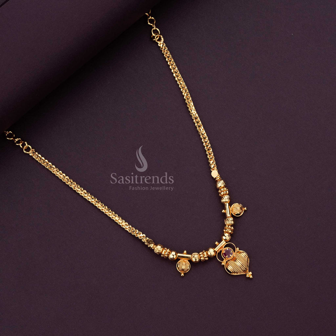 Guaranteed Micro Gold Plated Necklace with intricate design and ruby accent - Sasitrends